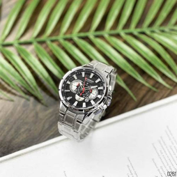 Чоловічий годинник Curren 8363 Silver-Black фото 4