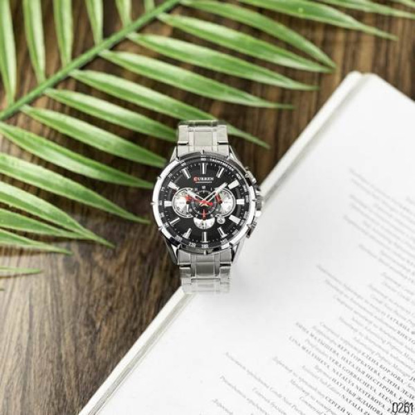 Чоловічий годинник Curren 8363 Silver-Black фото 8