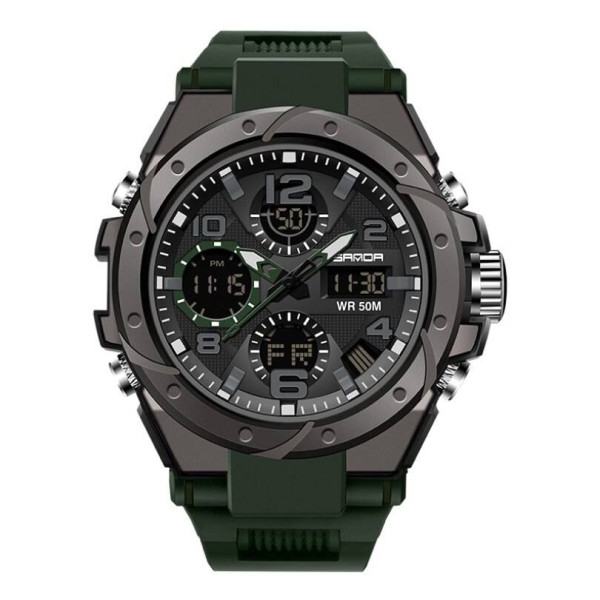 Мужские часы Sanda 6008 Green-Black фото 1