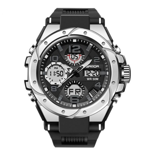 Чоловічий годинник Sanda 6008 Black-Silver фото 1
