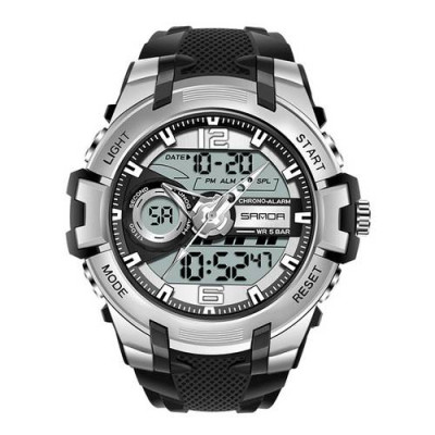 Чоловічий годинник Sanda 6015 Black-Silver
