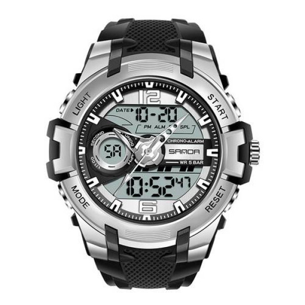 Чоловічий годинник Sanda 6015 Black-Silver фото 1