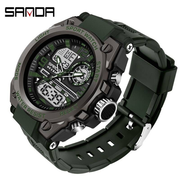 Чоловічий годинник Sanda 6024 Black-Military Wristband фото 1