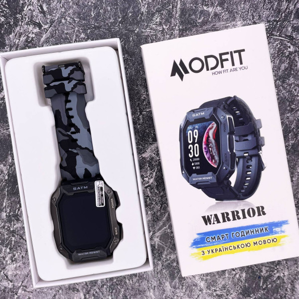 Смарт часы Modfit Warrior All Black Camo Band фото 14