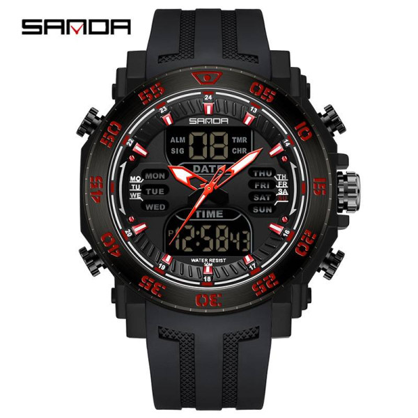 Чоловічий годинник Sanda 6029 Black-Red фото 1