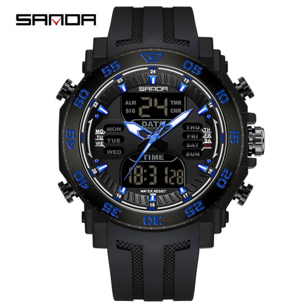 Мужские часы Sanda 6029 Black-Blue фото 1