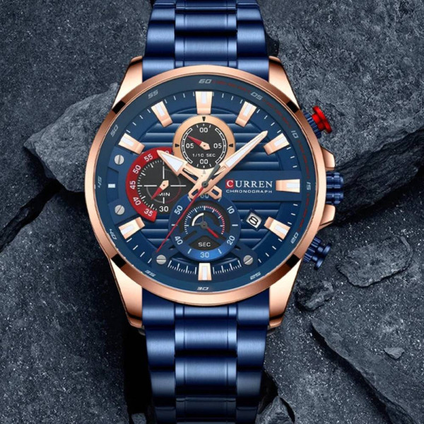 Чоловічий годинник Curren 8415 Blue-Gold фото 5