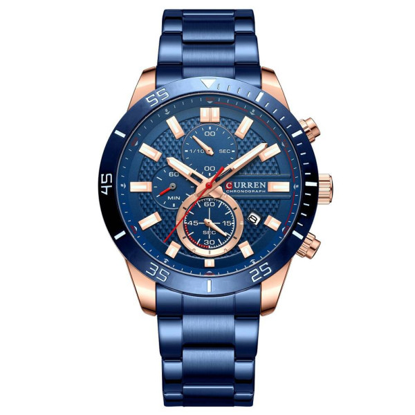 Чоловічий годинник Curren 8417 Blue-Gold фото 1
