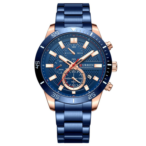 Чоловічий годинник Curren 8417 Blue-Gold фото 1