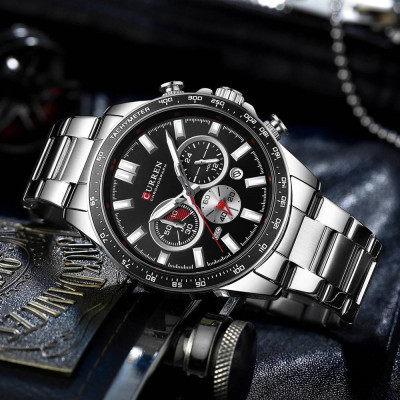 Curren 8418 Silver-Black