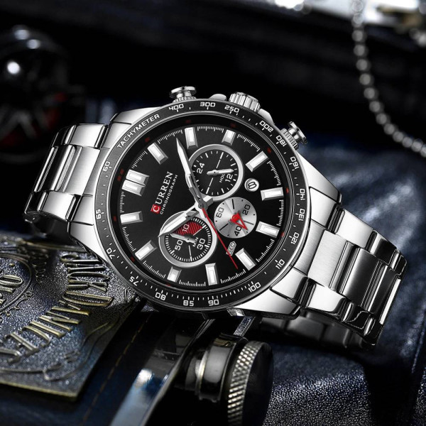 Мужские часы Curren 8418 Silver-Black фото 3