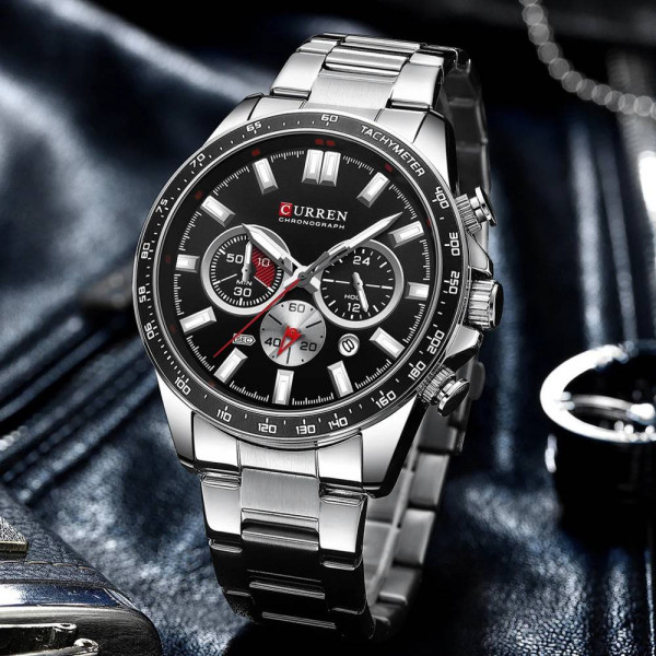 Мужские часы Curren 8418 Silver-Black фото 5