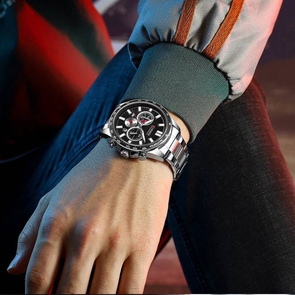 Чоловічий годинник Curren 8418 Silver-Black фото 4