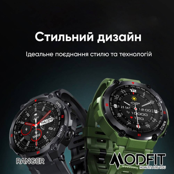 Смарт часы Modfit Ranger All Black 36 мм. фото 7