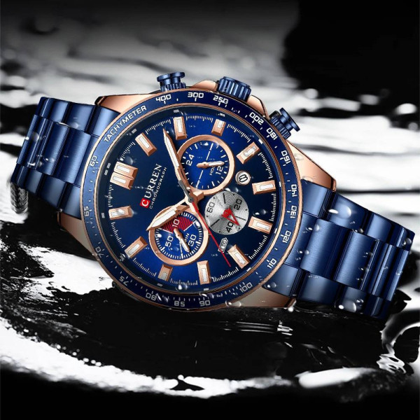 Мужские часы Curren 8418 Blue-Gold фото 4