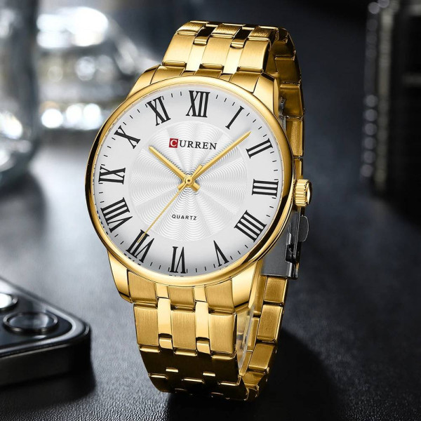 Чоловічий годинник Curren 8422 Gold-White фото 3