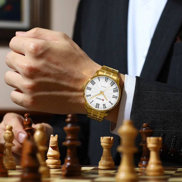 Чоловічий годинник Curren 8422 Gold-White фото 4