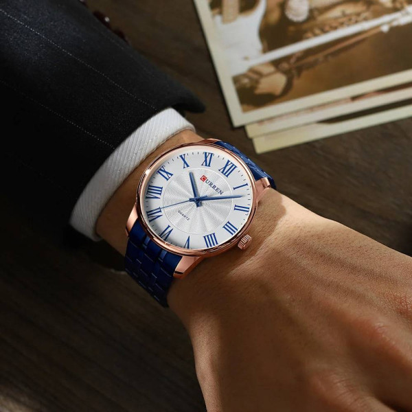 Мужские часы Curren 8422 Blue-Gold-White фото 4