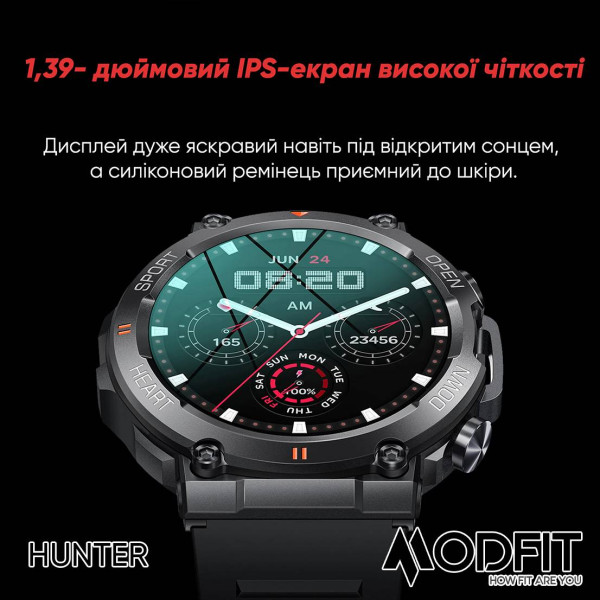 Смарт часы Modfit Hunter All Black 36 мм. фото 5