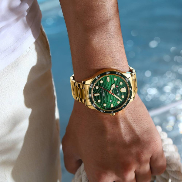 Чоловічий годинник Curren 8426 Gold-Green фото 4