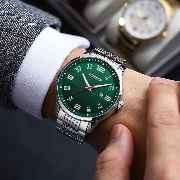 Мужские часы Curren 8411 Silver-Green фото 4