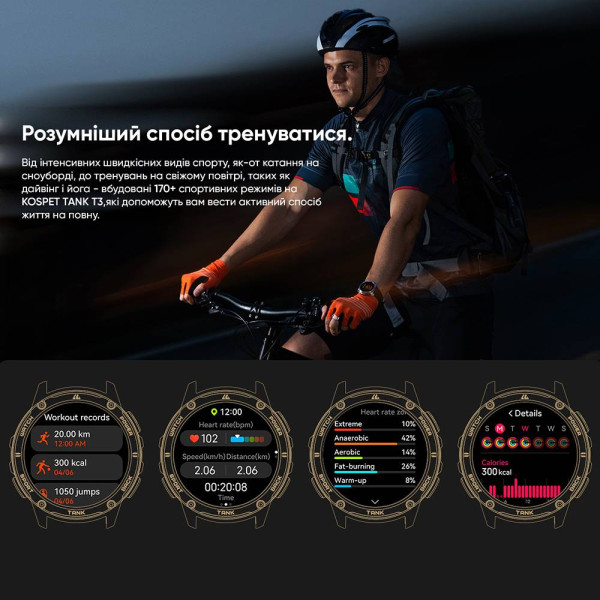Спортивний Розумний Годинник Kospet TANK T3 Black + Спортивні Режими, Водозахист, Дзвінки фото 18