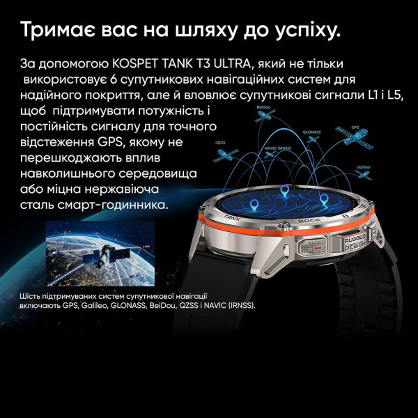 Тактические Умные Часы с Компасом Kospet TANK T3 ULTRA Silver + GPS, Спортивные Режимы, Водозащита, Звонки фото 16