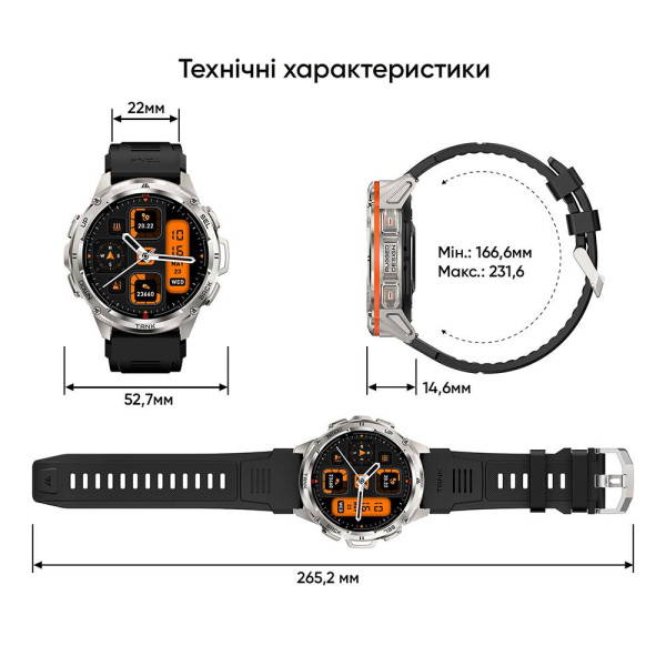 Тактические Умные Часы с Компасом Kospet TANK T3 ULTRA Silver + GPS, Спортивные Режимы, Водозащита, Звонки фото 24