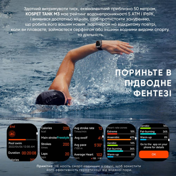 Спортивний Розумний Годинник Kospet TANK M3 Black + Спортивні Режими, Водозахист, Дзвінки фото 15