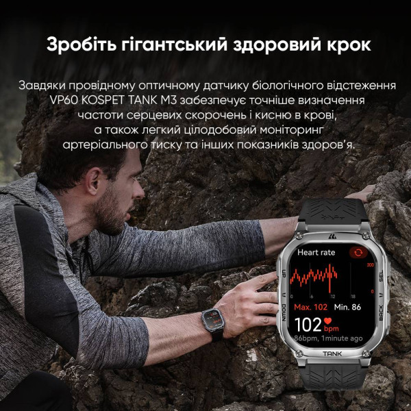 Спортивний Розумний Годинник Kospet TANK M3 Black + Спортивні Режими, Водозахист, Дзвінки фото 18