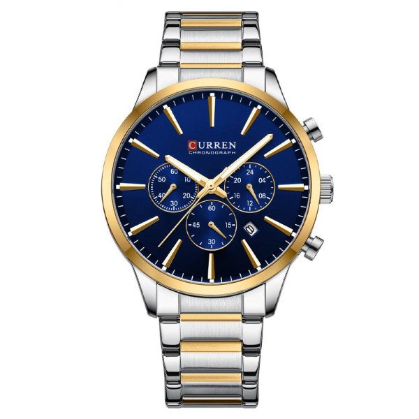 Чоловічий годинник Curren 8435 Silver-Gold-Blue фото 1