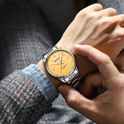Чоловічий годинник Curren 9090 Silver-Orange