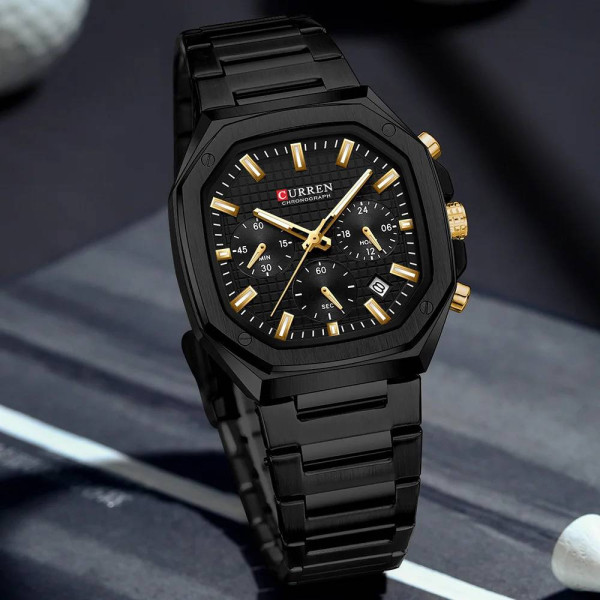 Чоловічий годинник Curren 8459 Black фото 3