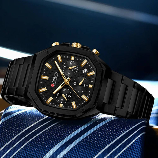 Чоловічий годинник Curren 8459 Black фото 4