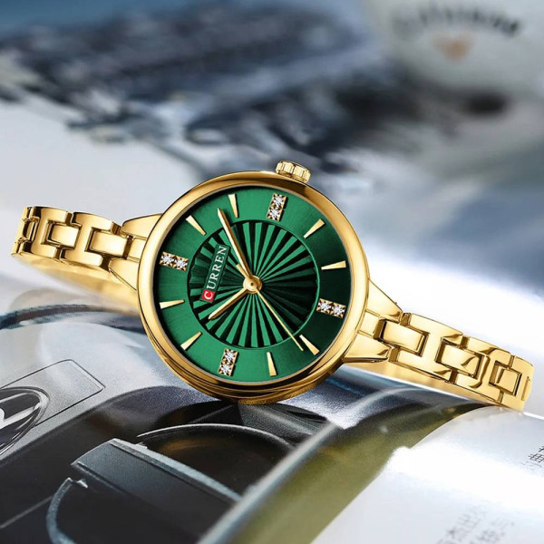 Жіночий годинник Curren 9097L Gold-Green фото 3