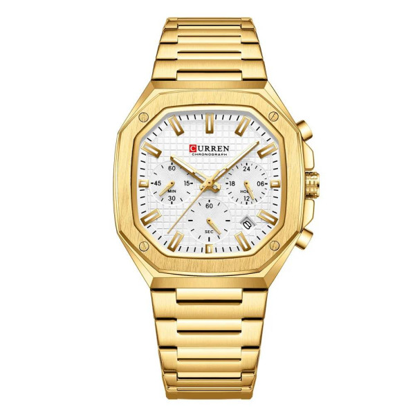 Чоловічий годинник Curren 8459 Gold-White фото 1