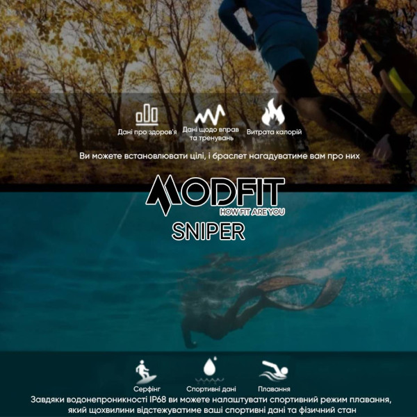 Смарт часы Modfit Sniper All Black 36 мм. фото 16