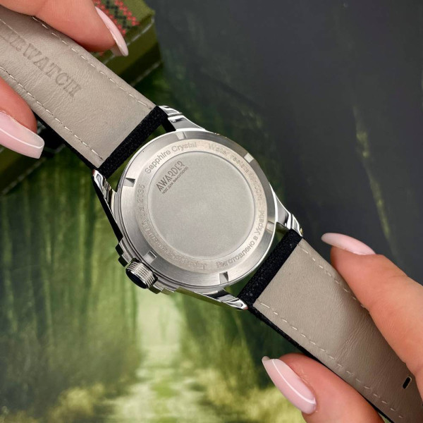 Патриотические наручные часы Awarder Embroidery Silver-Green Black Battery 10ATM фото 9