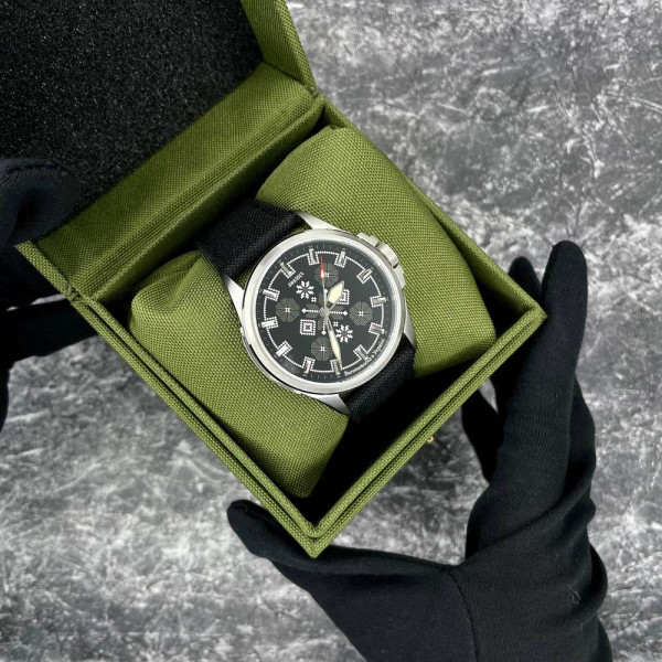 Патриотические наручные часы Awarder Embroidery Silver-Army Green Black Battery 10ATM фото 4