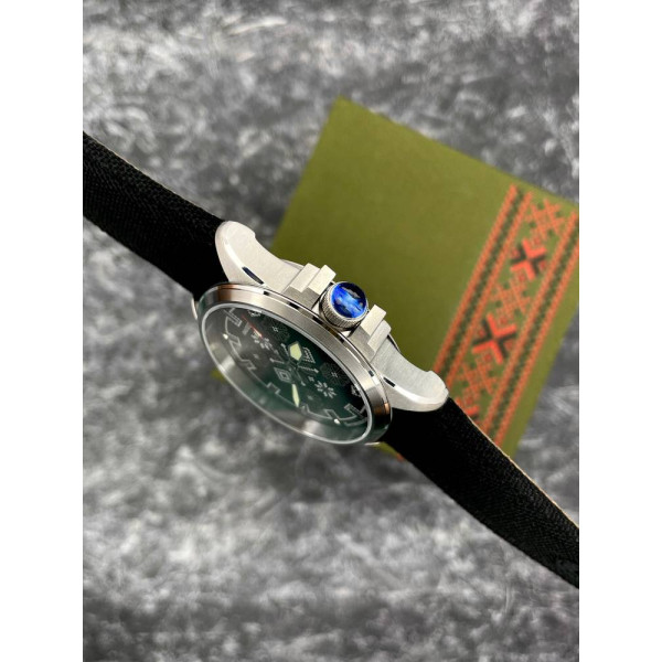 Патриотические наручные часы Awarder Embroidery Silver-Army Green Black Battery 10ATM фото 8