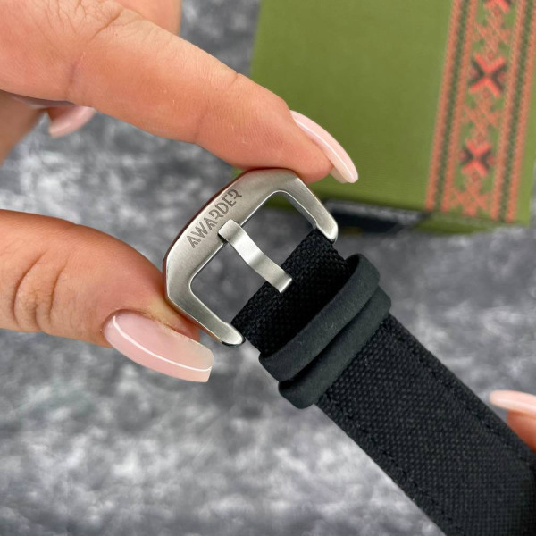 Патріотичний наручний годинник Awarder Embroidery Silver-Army Green Black Battery 10ATM фото 12