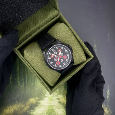 Awarder Embroidery Black-Red Black Battery 10ATM