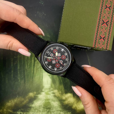 Awarder Embroidery Black-Red Black Battery 10ATM