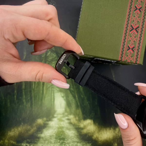 Патріотичний наручний годинник Awarder Embroidery Black-Red Black Battery 10ATM фото 12