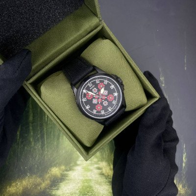 Awarder Embroidery Black-Red Black Battery 10ATM