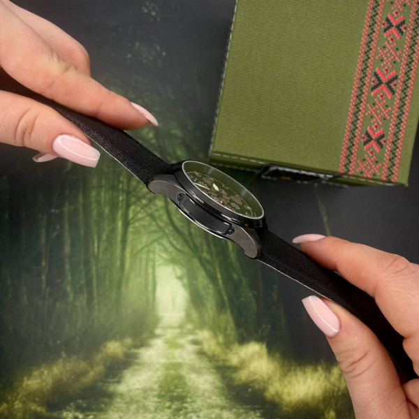 Патріотичний наручний годинник Awarder Embroidery Black-Red Black Battery 10ATM фото 8