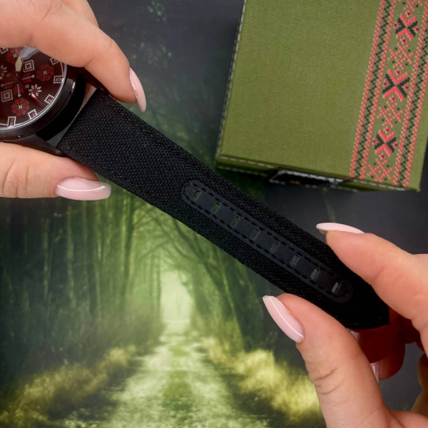 Патріотичний наручний годинник Awarder Embroidery Black-Red Black Battery 10ATM фото 11