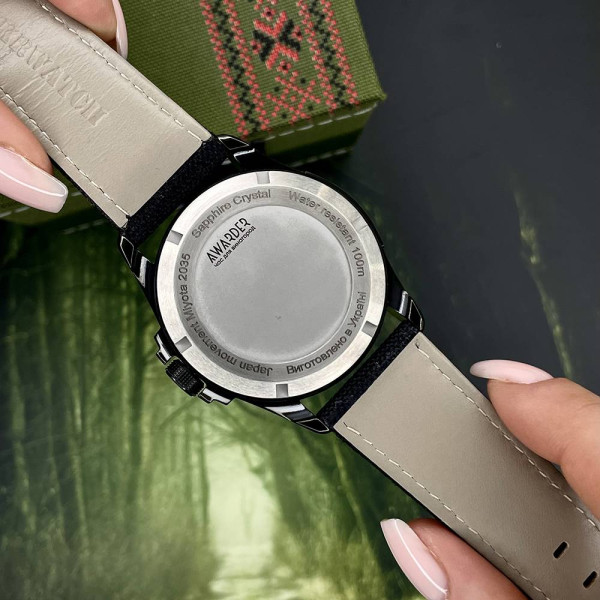 Патриотические наручные часы Awarder Embroidery Black-Green Black Battery 10ATM фото 12