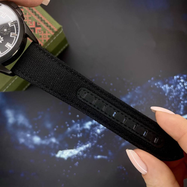 Патріотичний наручний годинник Awarder Embroidery Black-Army Green Black Battery 10ATM фото 12