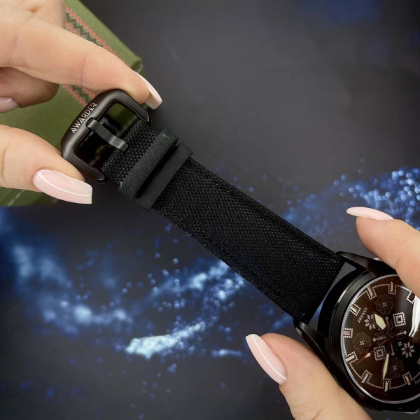 Патріотичний наручний годинник Awarder Embroidery Black-Army Green Black Battery 10ATM фото 10